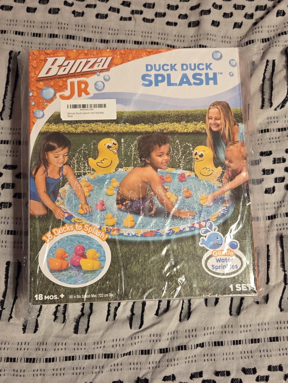Banzai JR Duck Duck Splash Kids Splash Mat Pad With Ducks - Blue, Pink, Yellow